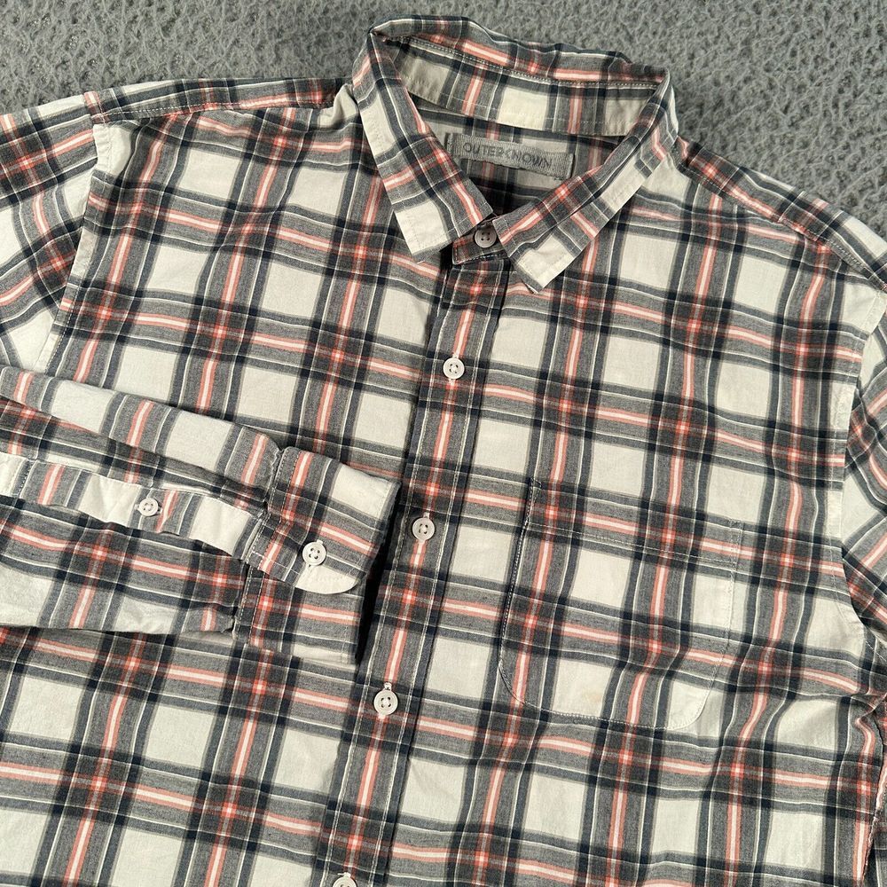 Outerknown Shirt Mens Medium Plaid Button Down Organic‎ Cotton Long Sleeve